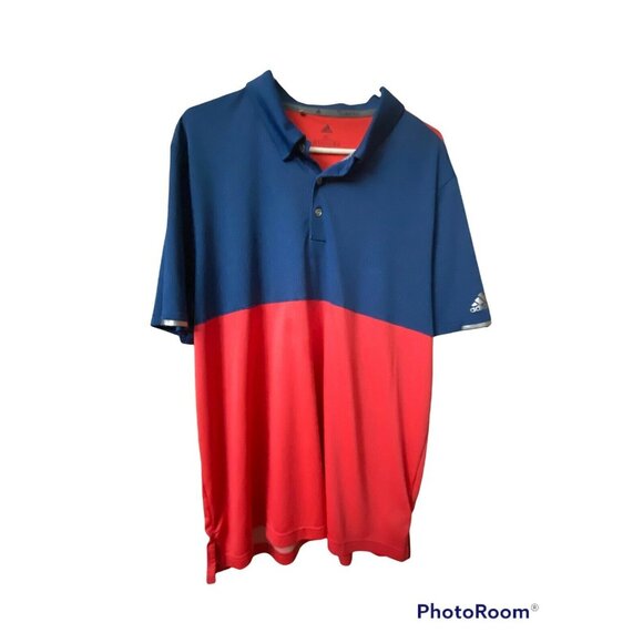adidas Other - Adidas Climachill Mens XL Polo Shirt Red & Blue Short Sleeve Lightweight Activew